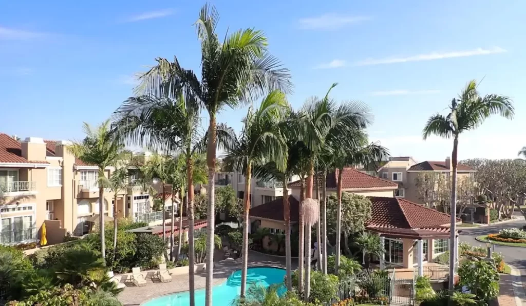 Well-maintained Southern California HOA community with palm trees, pool, and professional property management support.